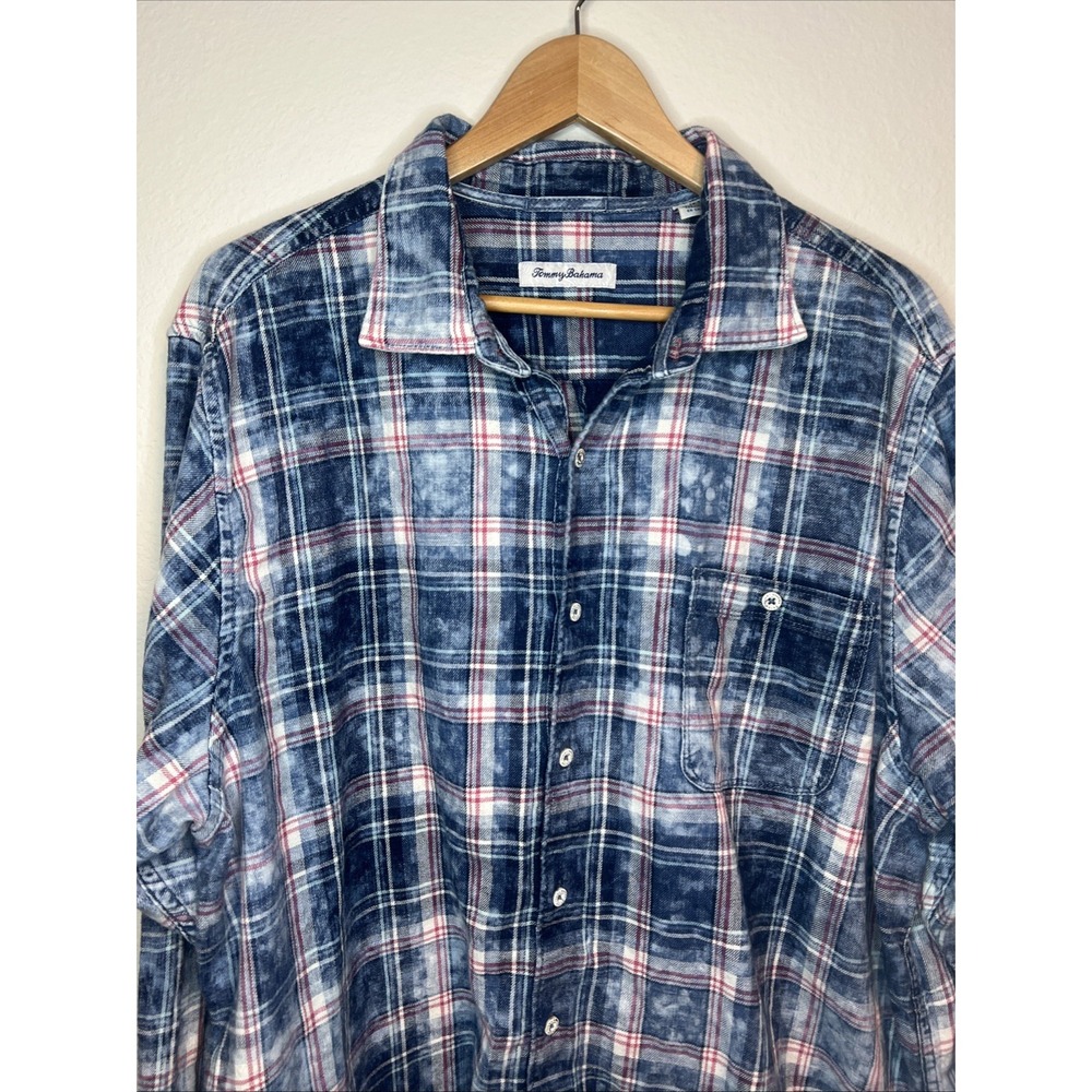 Tommy Bahama Men's Shirt Indigo Beach Plaid XXL 100% Cotton - Picture 2 of 7